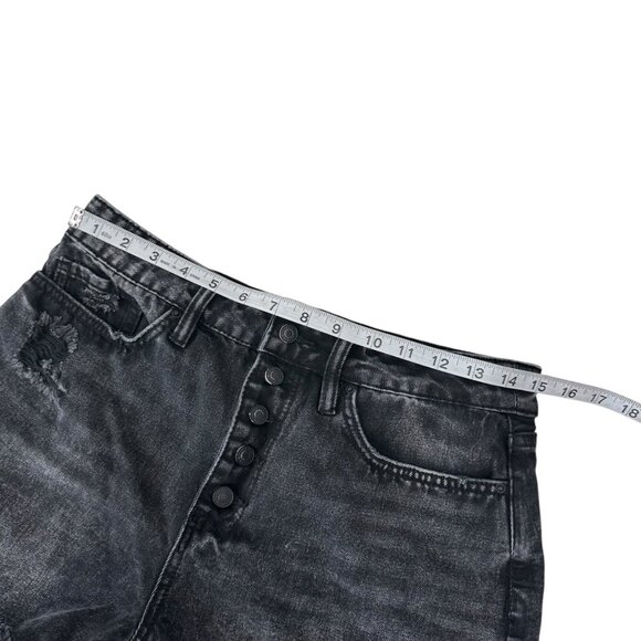 YMI DREAM Women Distressed Black Soft Denim Shorts Cut Off Button Fly Size 11/30 - Picture 5 of 11